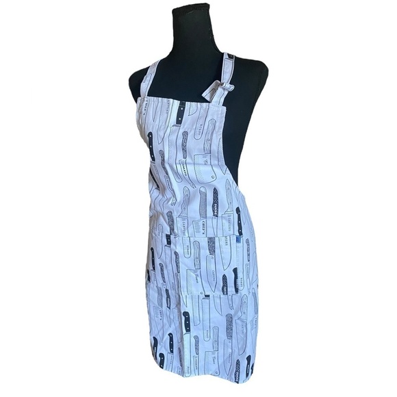 NOW DESIGNS Print Apron 27” x 32”L 29” Tie Black & White 100% Cotton NEW - Picture 5 of 14